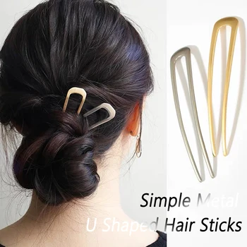 Forcine per capelli a forma di U in stile francese Forchette per capelli in metallo color oro argento per donne Ragazze Chignon Capelli lunghi e spessi Torsione Strumento per acconciature