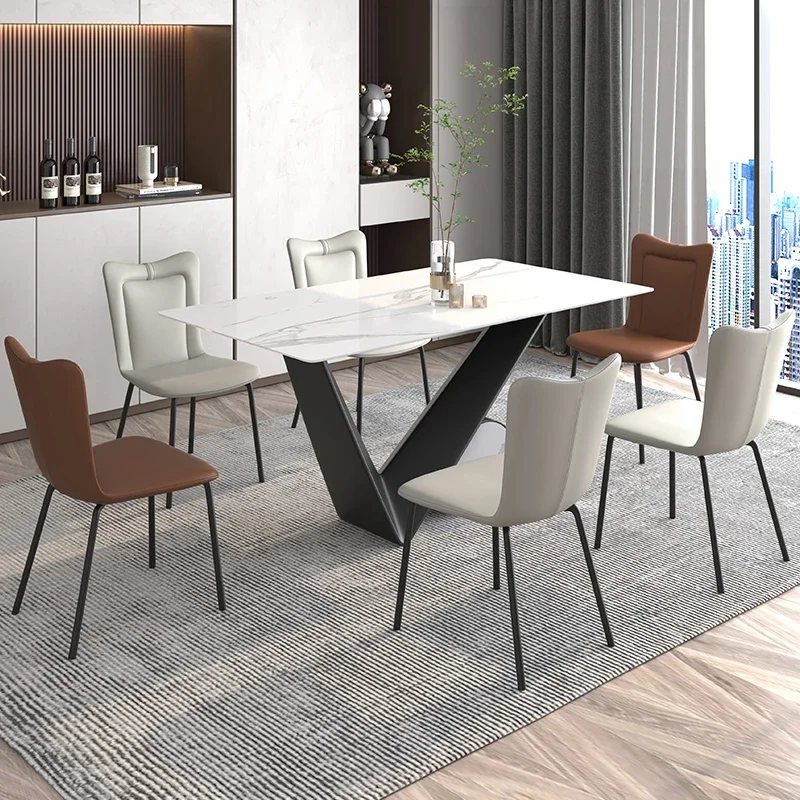 

Rocky dining table and chair combination Italian light extravagance creative designer modern simple household dining table
