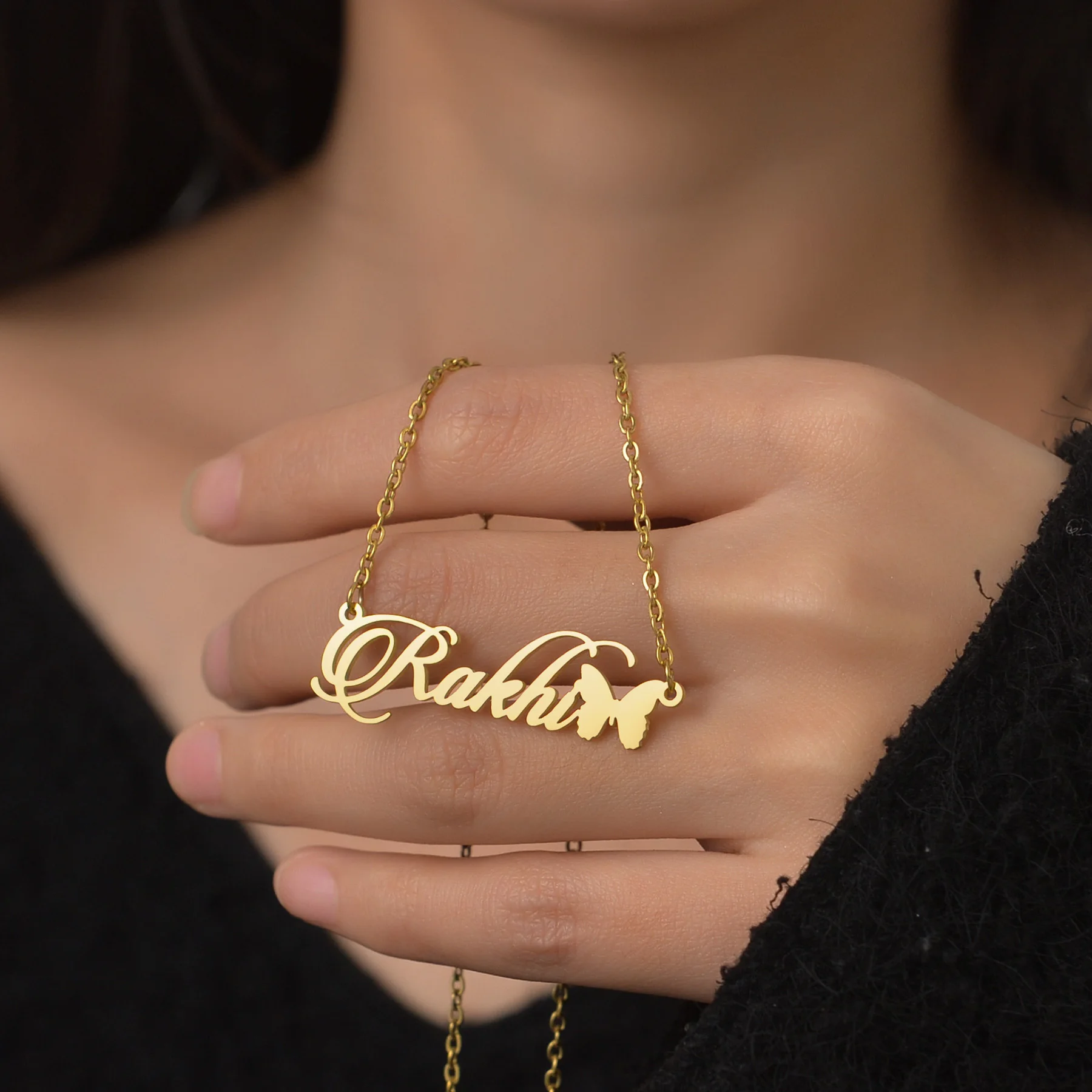 

Personalized Butterfly Customized Name Stainless Steel Jewelry Pendant Necklaces Accessories for Women Heart Birthday Party Gift