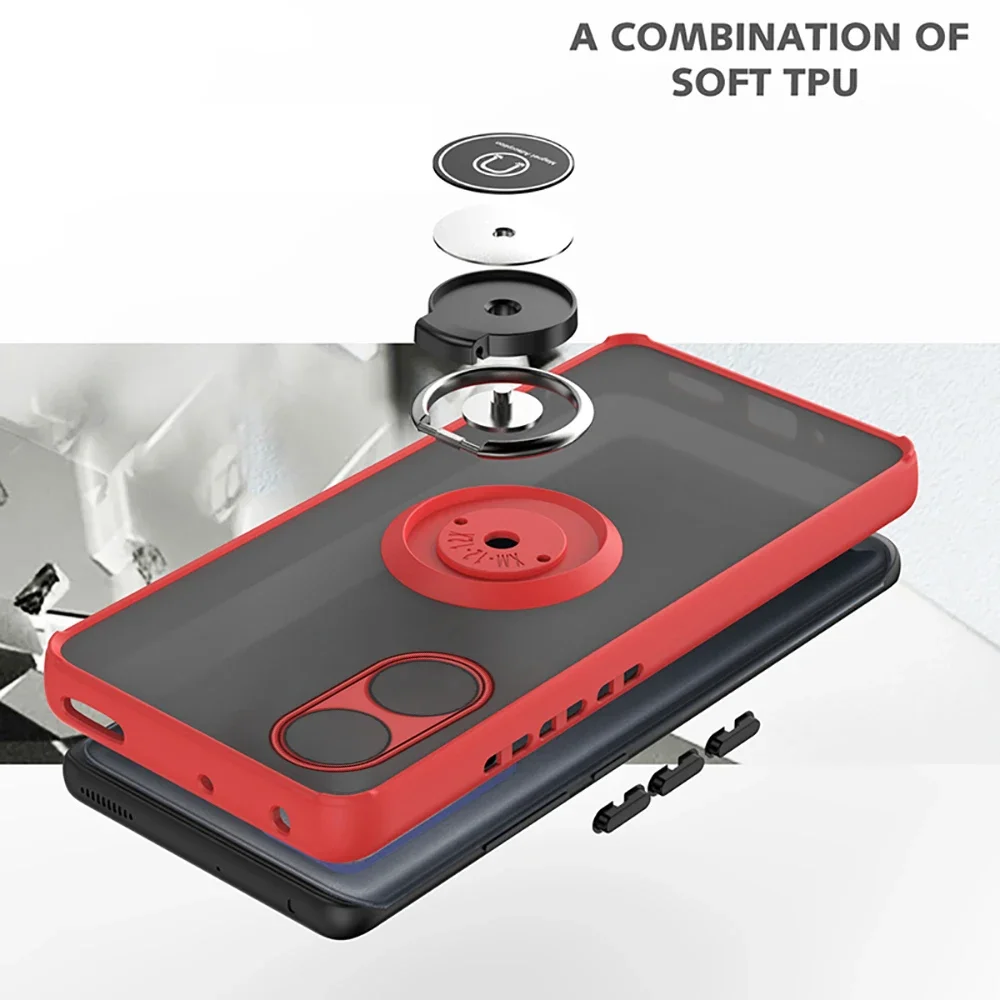 Durable Armor Matte Case with Magnetic Ring Holder and Stand - Shockproof Coque s