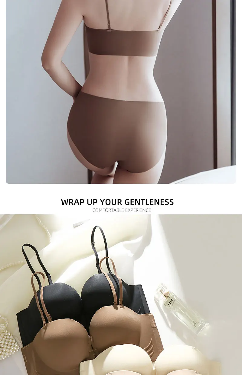 1Pc Sexy Front Closure Sexy Push Up Bra Women Invisible Bras Underwear Lingerie For Female Brassiere Strapless Seamless Bralette