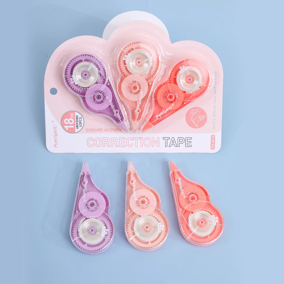 3pcs 19.7 Ft White Out Correction Tape Tear-Resistant Tape Bulk for School Office Note Taking Journal Tape Width 0.2 in