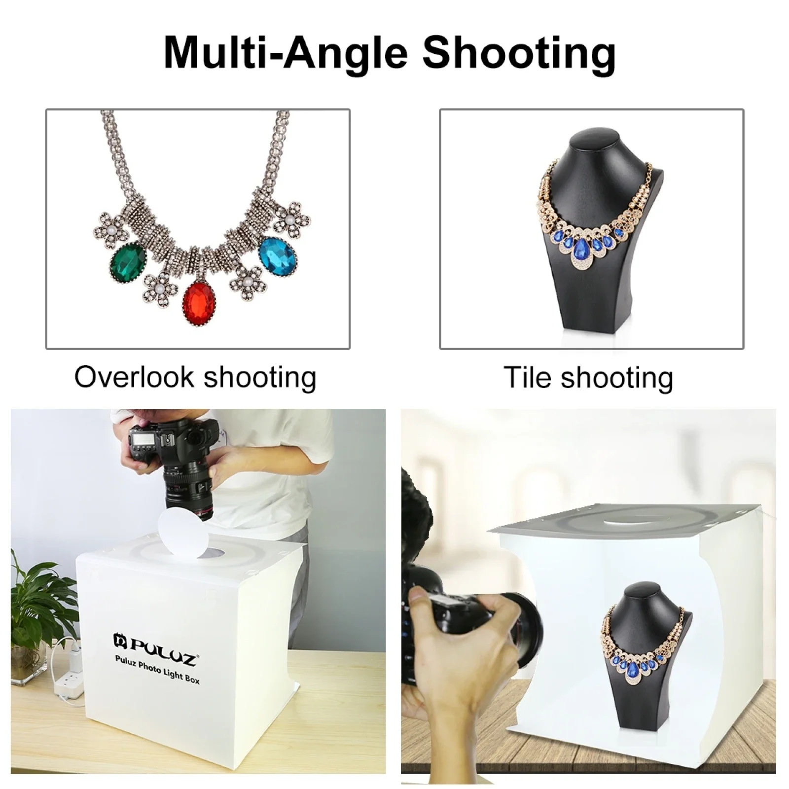 PULUZ Photo Studio Box,Folding Portable Photography Lightbox,Ring LED Light Studio Shooting Tent Box Kits With 6 Colors Backdrop