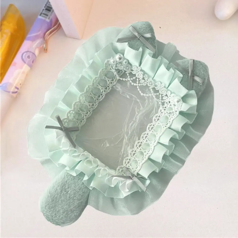 Finished Product Ins Style Cartoon Plush Card Holder Lace Angel Wings Photo Protector Case Diy Cat Ear ID Credit Case Outdoor