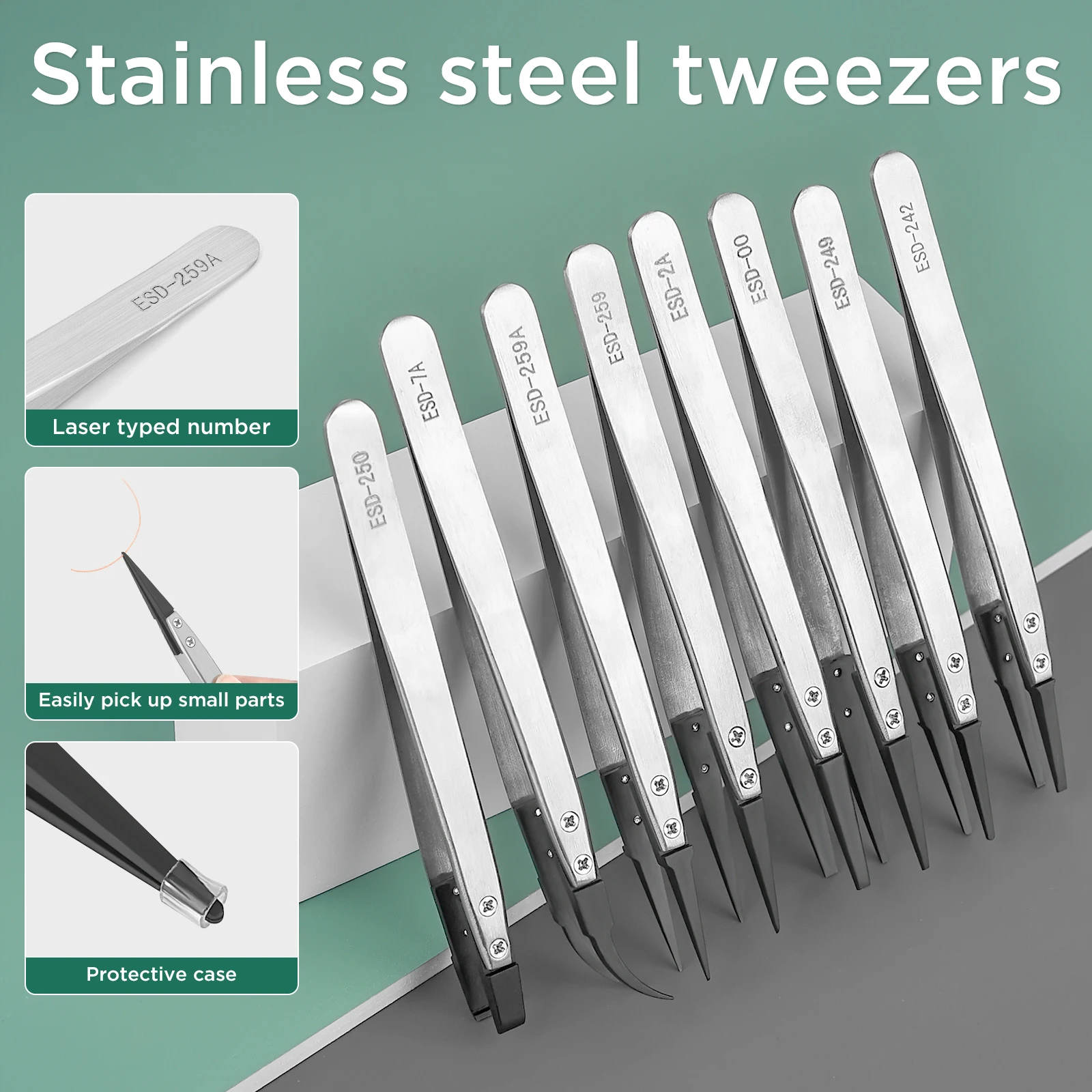 Stainless Steel Tweezers With Interchangeable Heads Nail Art Rhinestones Nipper Picking Tool Beads Making Tool Scrapbook Picking