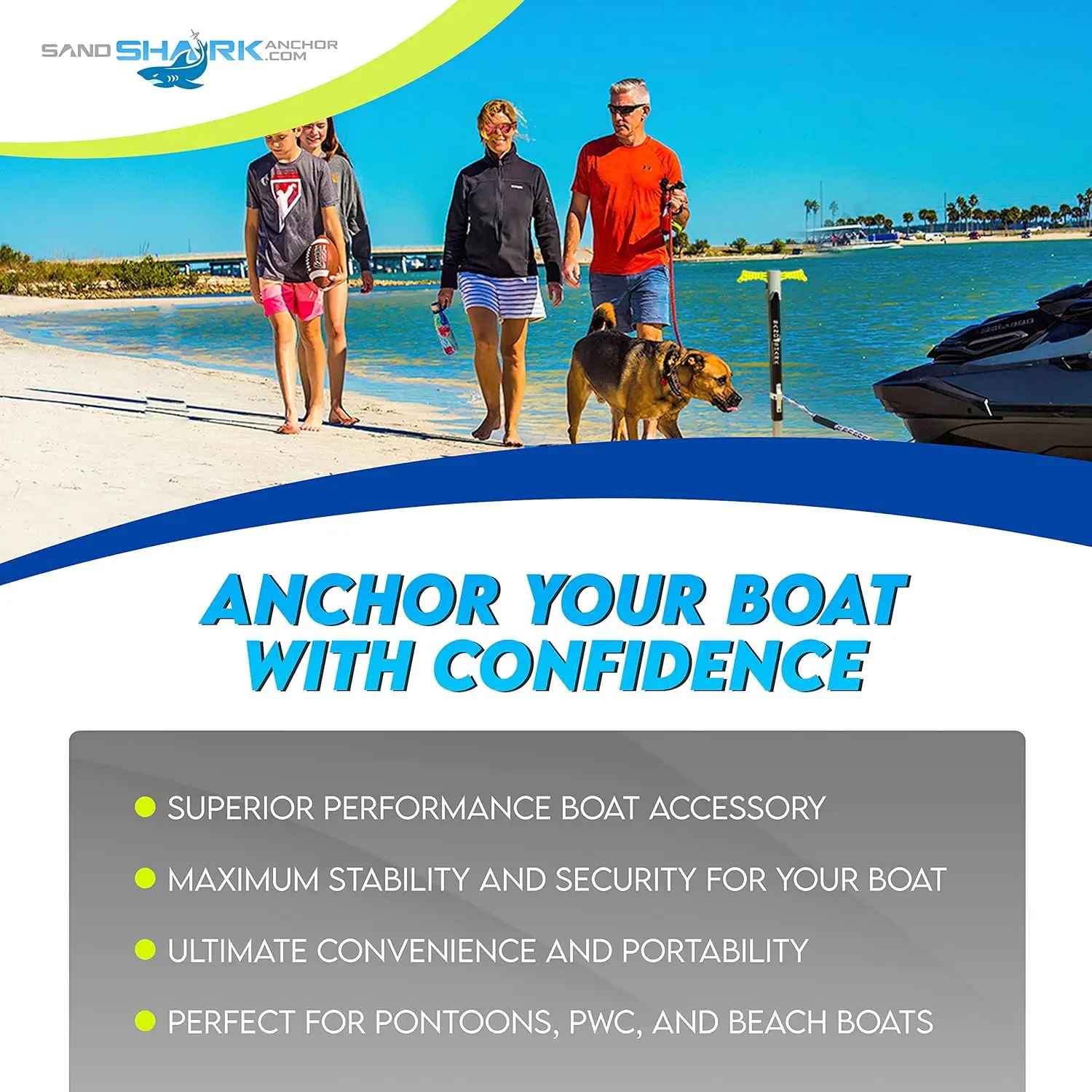 Boat Anchor-Shallow Water Anchor Pole-Great Jet Ski Anchor, PWC Anchor, Pontoon Boat Accessories for Beach