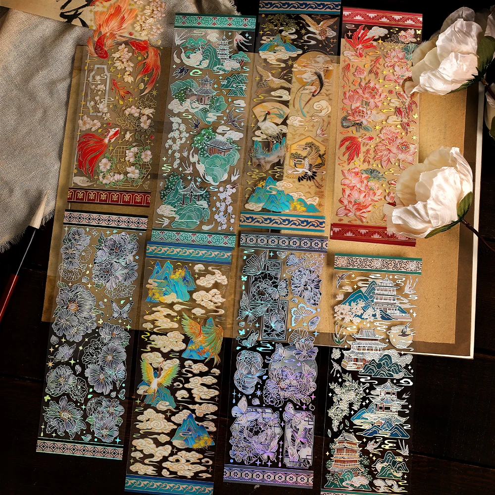 

8packs/LOT Brocade Scroll series retro creative decoration DIY PET stickers