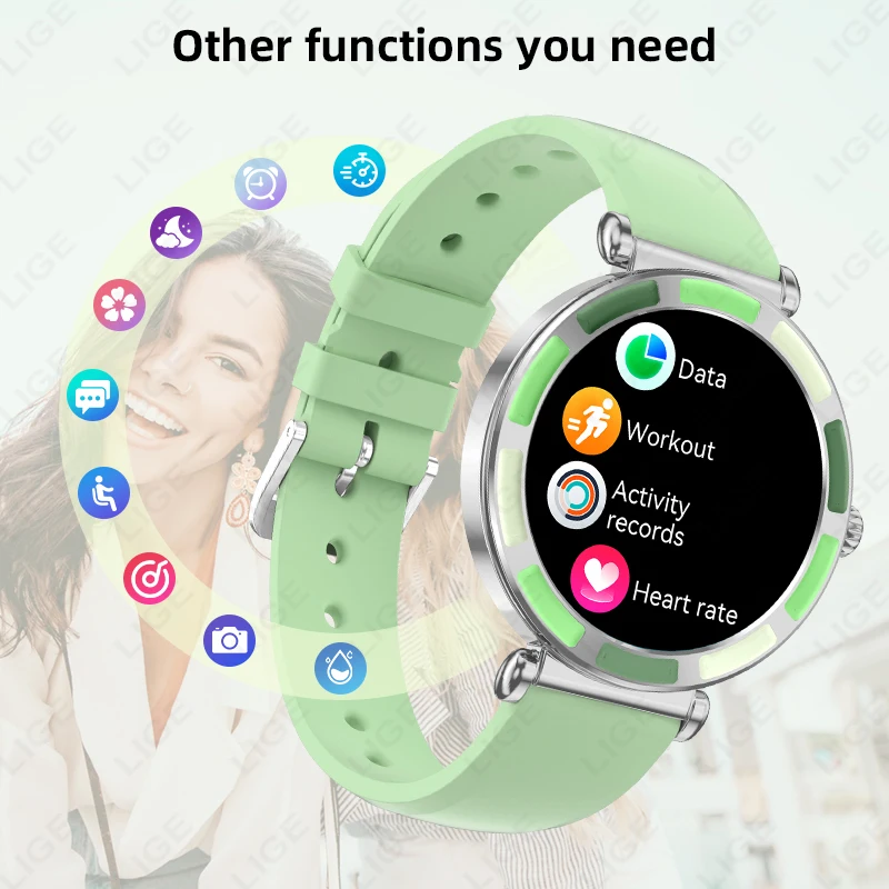 LIGE 2025 New Ladies Smartwatch Female Health Monitor 1.27" HD Bluetooth Call Custom Dials Smart Watch Women For Xiaomi Huawei