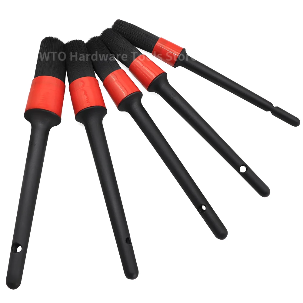5 Pieces Car Cleaning Boar Bristles Car Detailing Brush Set, Wash Interior Detailing Brushes Brush Set for Auto