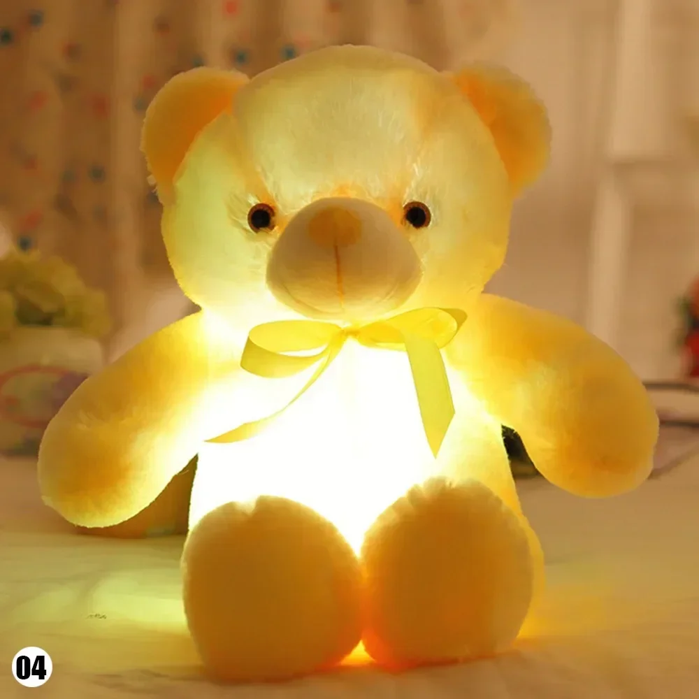 30cm Cute Bear Animals Toy plush toy Creative Light Up LED Colorful Glowing Kawaii Bear Christmas Gift for Kids Photography Accessories