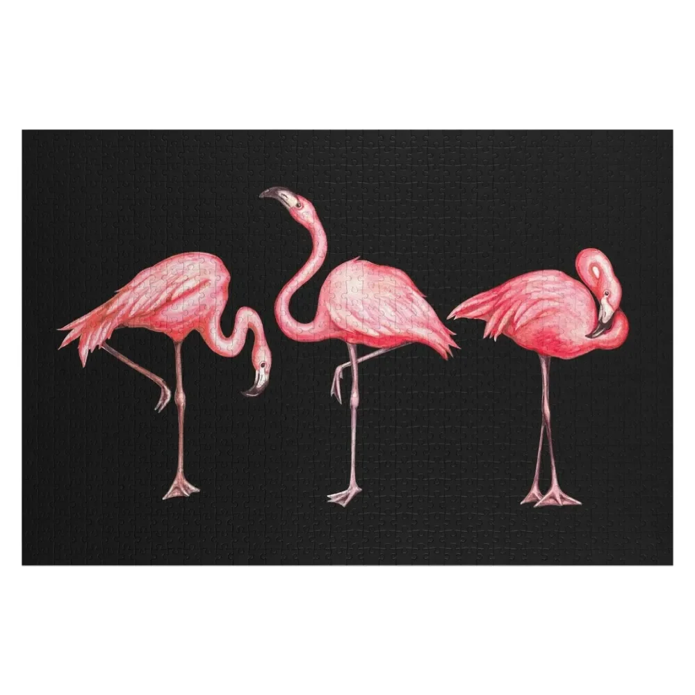 Flamingo Pattern - Black Jigsaw Puzzle Diorama Accessories Wood Adults Wooden Compositions For Children Puzzle