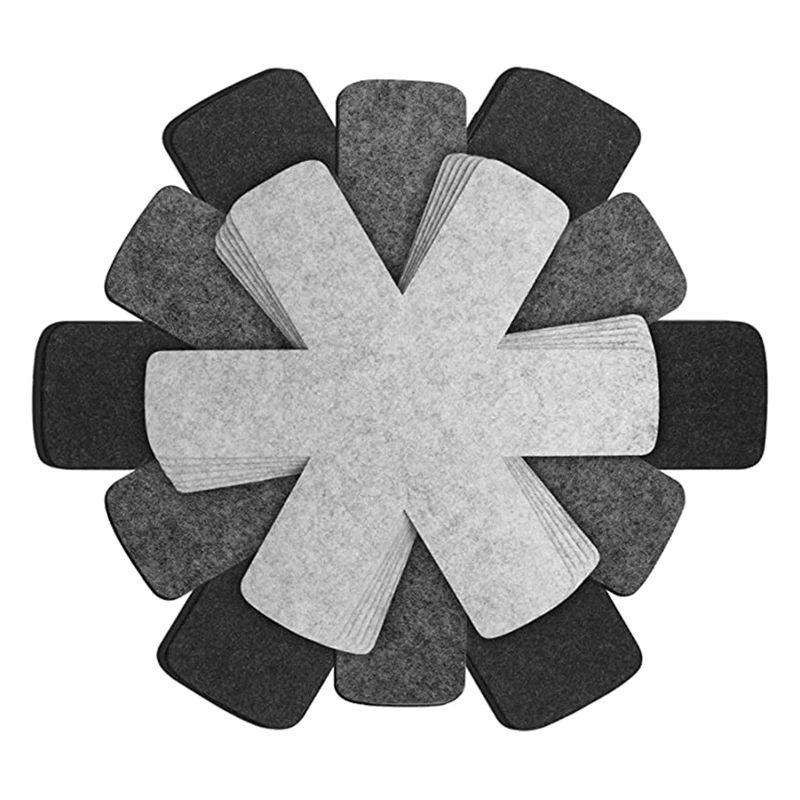 

Протекторы для кастрюль и сковородок, набор из 18, протекторы для сковородок для укладки, прокладки для разделителей кастрюль, 3 разных размера и цвета