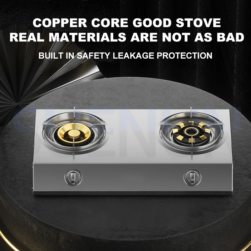 Desktop Gas Stove 2 Burner Stainless Steel Double Stove Household Strong Fire Liquefied Natural CocinasDe Gas Gas stove 6