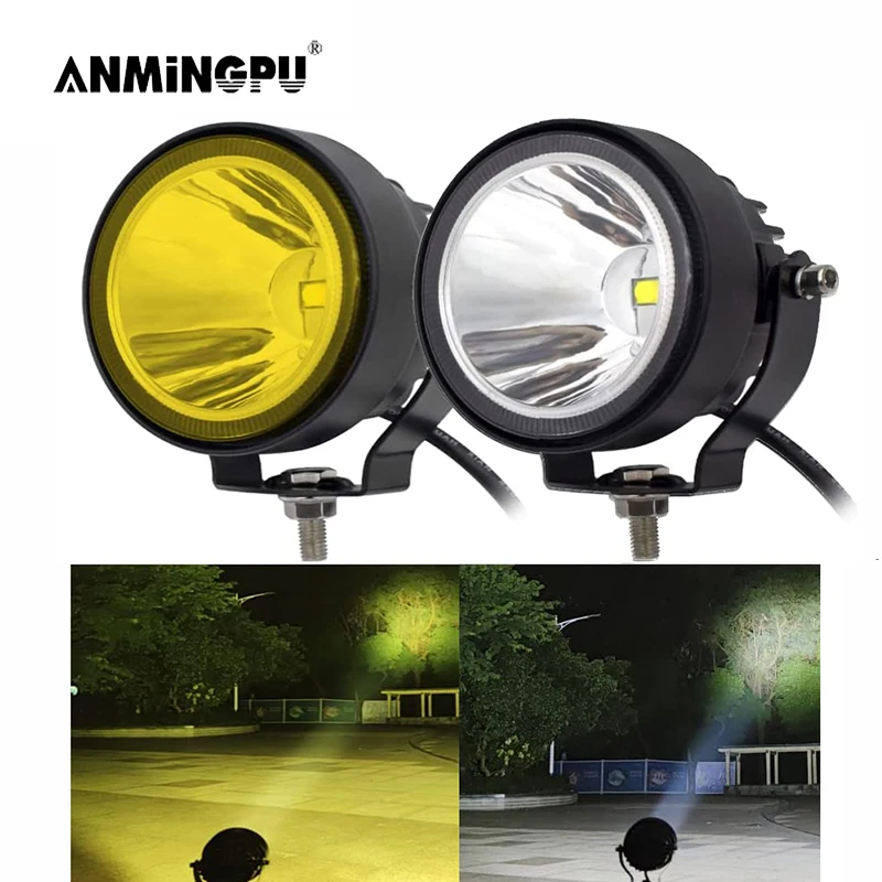 Luce Da Lavoro A Led 4 Pollici 12V 24V Giallo Ambra Bianca Barra Fuoristrada Per Auto Atv Spot Flood Lamp Race Pickup Truck Boat Trailer Fog