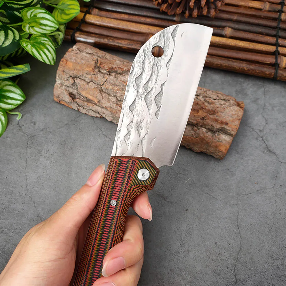 Meat Cleaver Knife, 5 inch Small kitchen knife mini-slicing knife stainless  steel household vegetable meat cutting knife camping knife