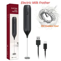 Electric Milk Frother 304 Stainless Steel Mini Milk Frother Rechargeable USB Type-C Rechargeable Blender Coffee Blender 1