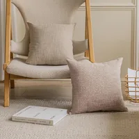Housses de coussin en toile de jute beige, housse de coussin pour canapé, salon, banc, sol, décoration d'intérieur, ensemble de 2 pièces, 18x18 pouces 1