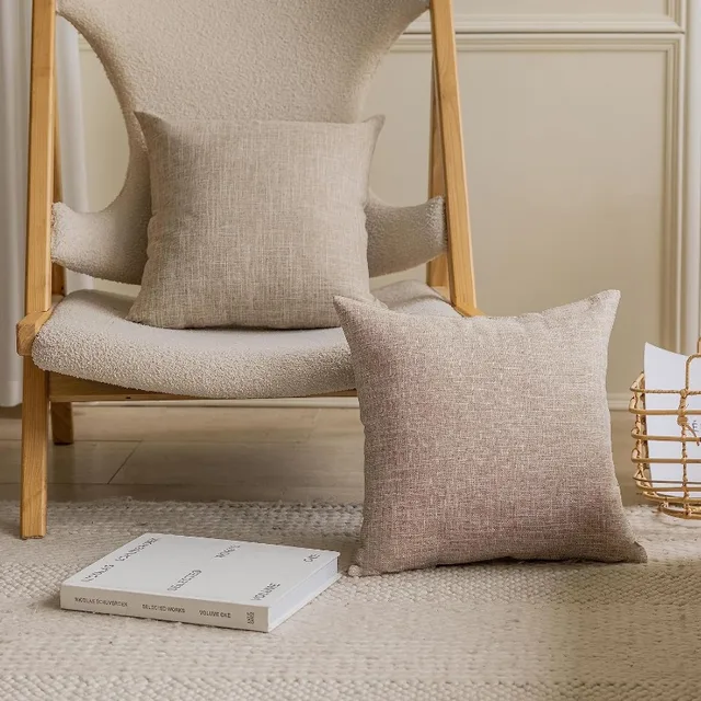 Housses de coussin en toile de jute beige, housse de coussin pour canapé, salon, banc, sol, décoration d'intérieur, ensemble de 2 pièces, 18x18 pouces 1