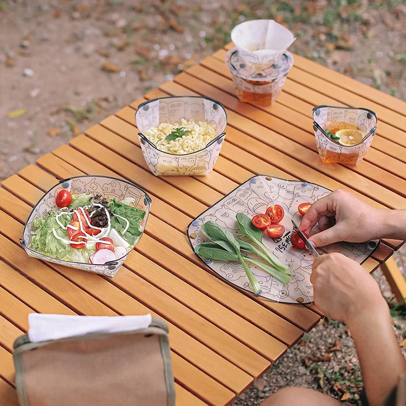 Folding Camping Tableware Outdoor Portable Folding Lightweight Bowl Dinner Plate Water Cup Multi-purpose Camping Tableware