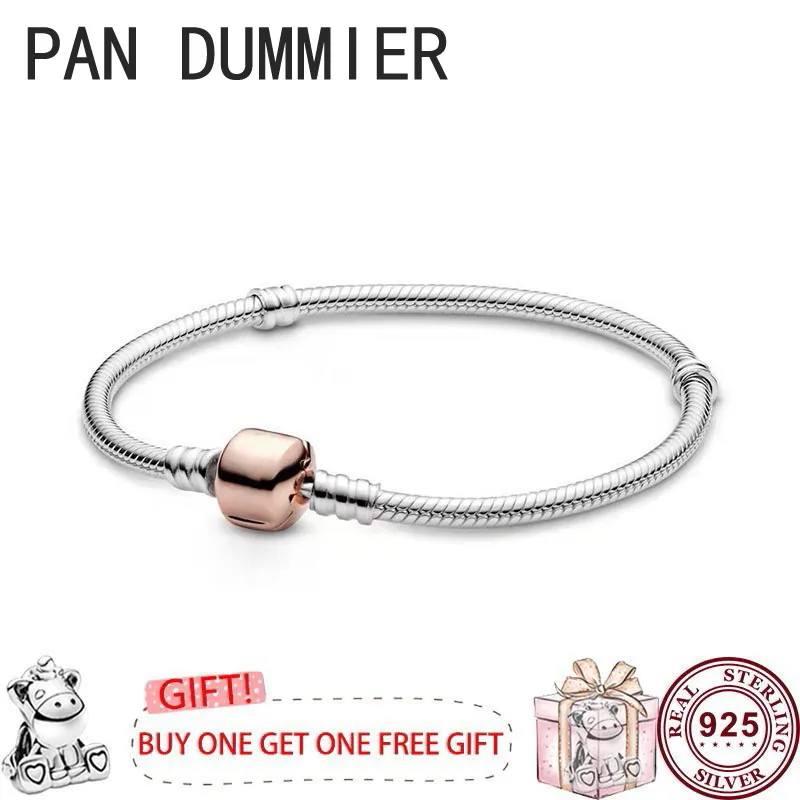 Hot 925 Silver Exquisite Cylindrical Button Women's Classic Logo Bracelet Suitable for Original High Quality DIY Charm Jewelry