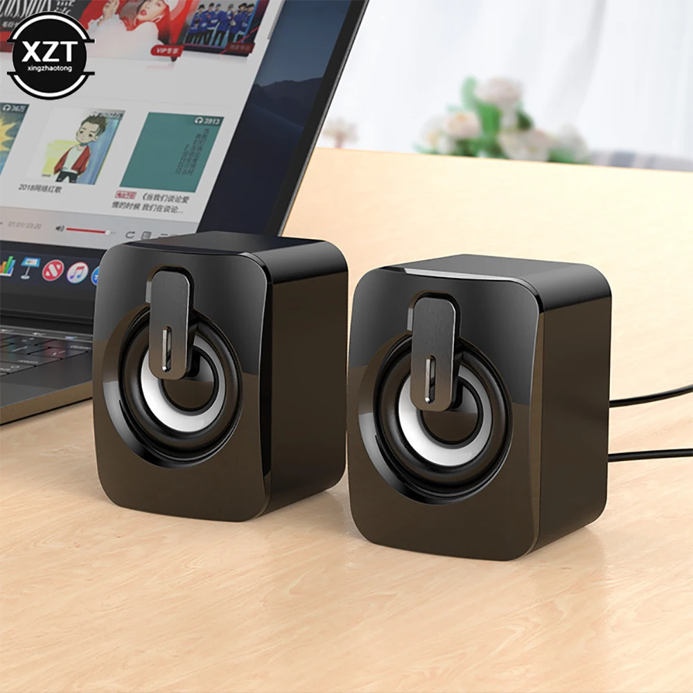 2PCS Sound PC Computer Speakers Sound Box For PC HIFI Stereo Microphone USB Wired with LED Light For Desktop Computer