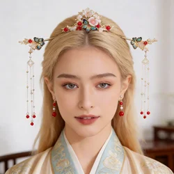 Elegant Retro - Style Hair Accessories Set for Women - Hairpins and Ear Clips for Bridal and Special Occasions (Gold)