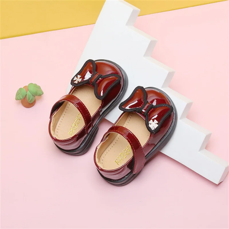 DIMI Spring New Microfiber Leather Bow Infant Princess Shoes Soft Comfortable Round Head Flat Baby Girls Shoes T2206