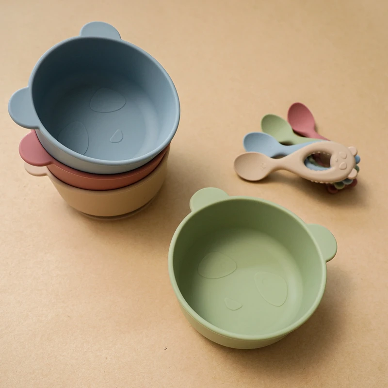New Silicone Baby Feeding Bowl Tableware for Kids Waterproof Suction Bowl Feeding Bowl BPA Free Silicone Dishes for Baby Bowl 5