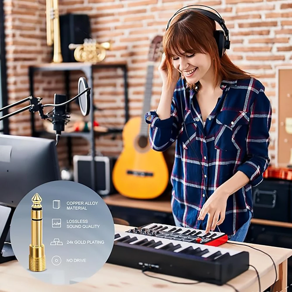Stereo Audio Jack Adapter, 6.35mm to 3.5mm for Headphones, Speakers, and Instruments
