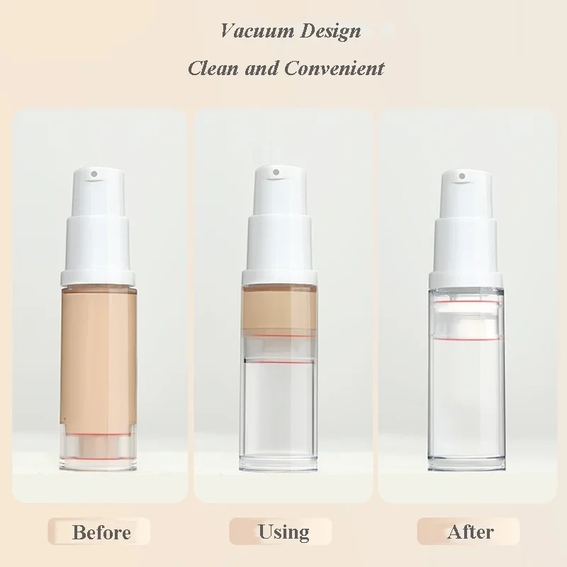 5/10/15ml Clear Empty Refillable Bottle Airless Vacuum Pump Foundation Dispense Portable Bottle Set Sample Container Empty Tubes