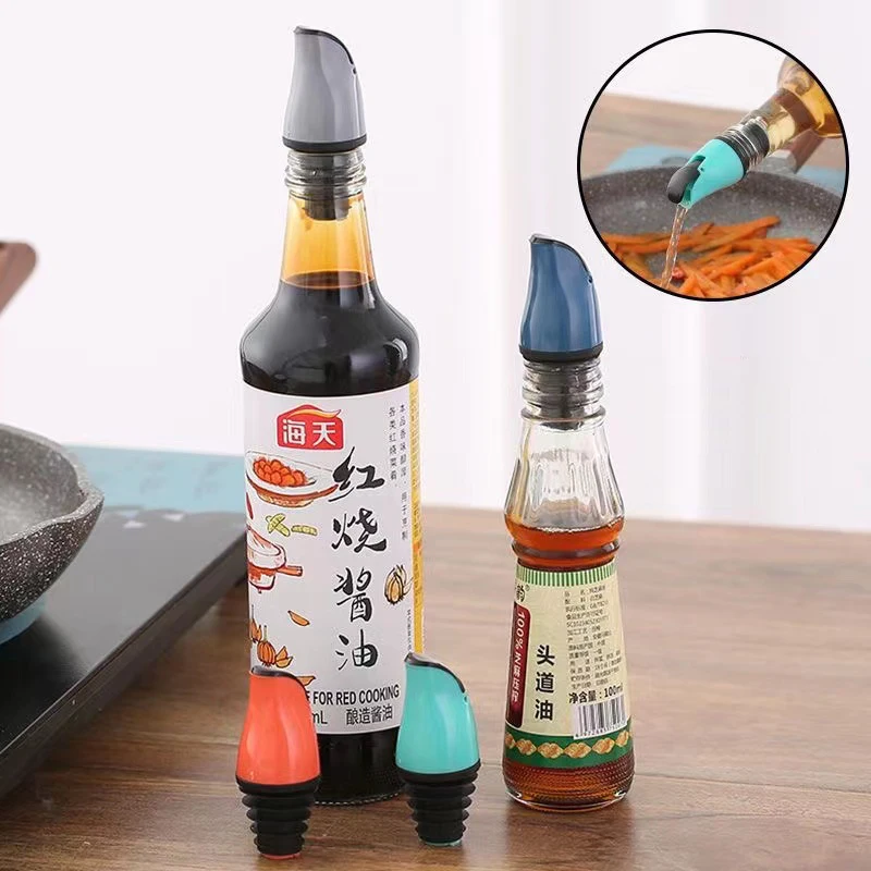 1/4pcs Oil Bottle Stopper Lock Plug Seal Leak-proof Food Grade Silicon Nozzle Sprayer Liquor Dispenser Wine Pourer Kitchen Bar