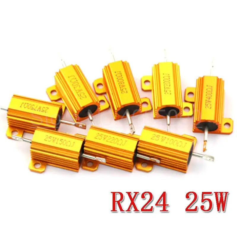 25W Di Potenza In Alluminio Metallo Borsette Caso Filo Avvolto Resistor 0.01 ~ 30K 0.05 0.1 0.5 1 2 3 5 6 8 10 20 100 150 200 300 500 1K 10K Ohm