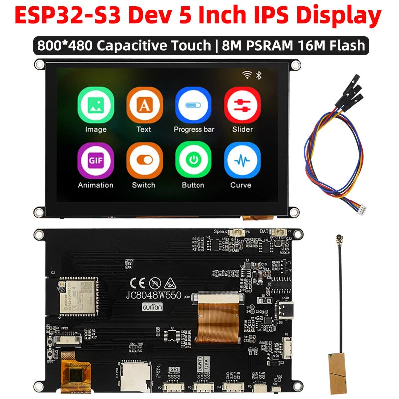 ESP32S3 5 Inch IPS 800*480 HD Capacitive Touch LCD Display 8M PSRAM 16M FLASH Development Board WIFI Bluetooth for Arduino LVGL