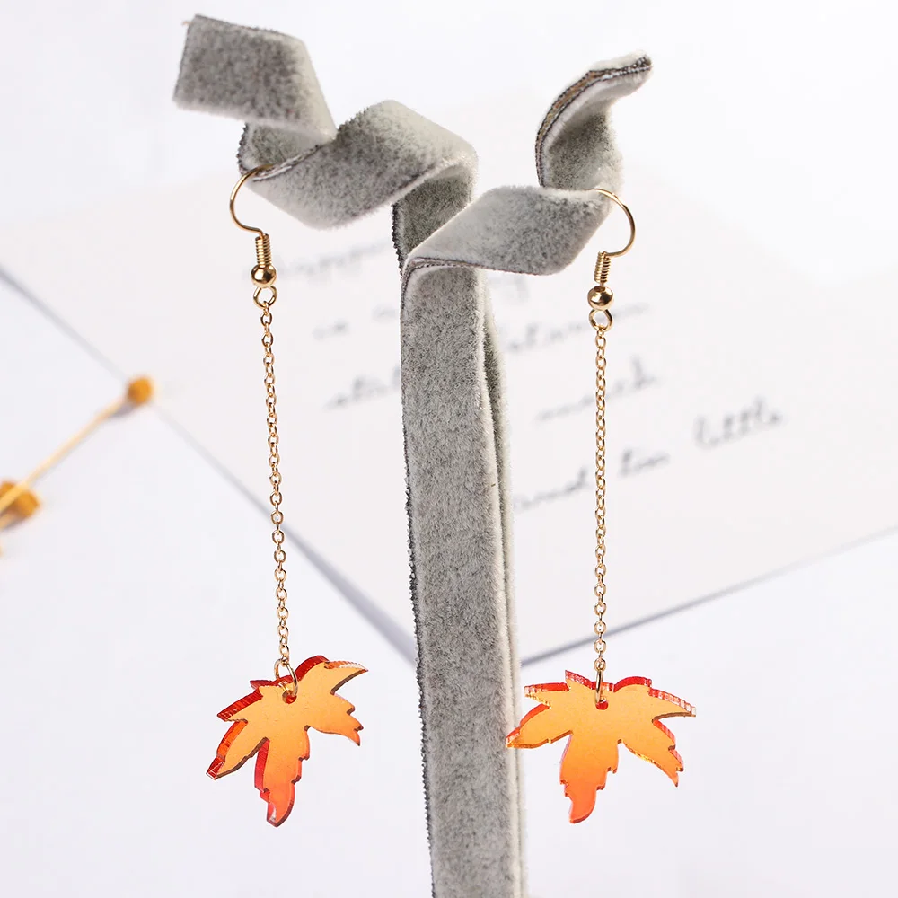 Women Simple Maple Leaves Pearl Drop Dangle Earrings Trendy Personality Minimalist Jewelry Gift