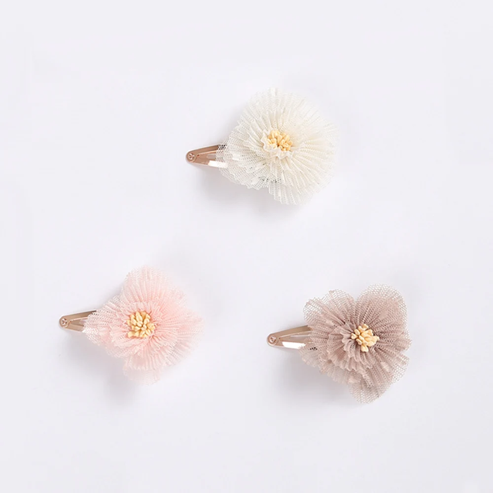 6Pcs/Lot Baby Floral Hairpin Mesh Flower Hair Clip For Kids Girl Cute Princess Handmade Barrettes Children Hair Accessories 2