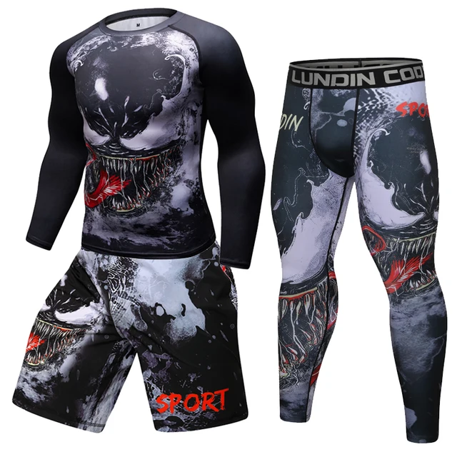 Boxing Set Compression Jersey+Pants Venom Rashguard KickBoxing Tight Sport T-Shirt Trousers Muay Thai MMA men gym suit Fightwear 1