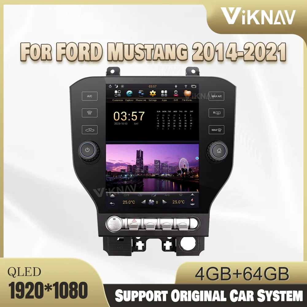 

2 Dural System Carplay Radio For FORD Mustang 2014-2021 Resolution 1600x1200 Rear View 1080P HD Navigation GPS