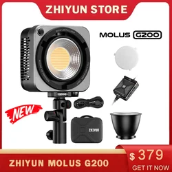 ZHIYUN MOLUS G200 200W LED Video Light Photography Lighting Fill Light for Photos Studio Video Youtube TikTok Outdoor Shooting