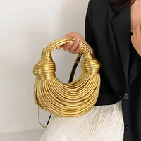 MOODS Luxury Evening Purses For Women Golden Noodle Knot Design Dinner Party Clutch Bag 2023 Luxury Designer Purses And Handbags - Image 3