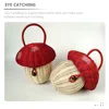 Mushroom Storage Basket Handmade Rattan Handbag Kids Photo Prop Wicker Bucket Cute Bag for Children Snack Toy ganizer Random 2