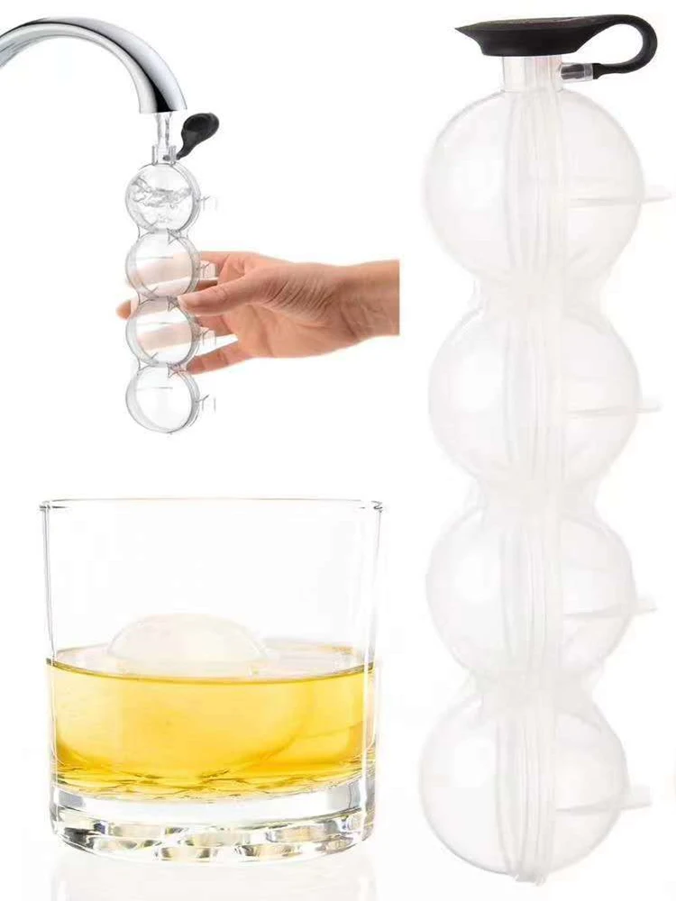Description Picture 3 of item4 Cavity Sphere Whiskey Ice Cream Ball Mould Round Jelly Icecube Maker Molds DIY Cocktai Hockey Make Tools for Home Bar Party