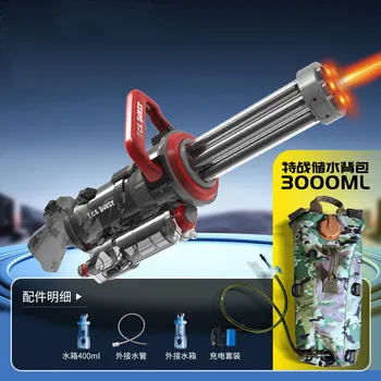 Large Backpack 3L Electric Water Gun Gatling Cool Lighting Toys,2024 New Summer Outdoor Shooting Super Water Gun Toy Gifts 1