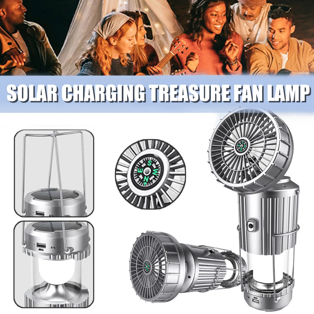 

Solar Power Tent LED Light With Fan /Wireless Speaker/USB Rechargeable Camping Lamp Built-in 18650 4000mah For Outdoor Lighting