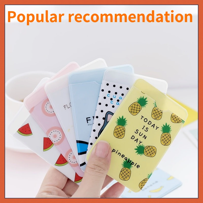 2PCS Women Men Business Credit Card Holder ID Card Holders Case Pouch PVC Cartoon Cute Travel Card Holder Cover Wallet Simple 5