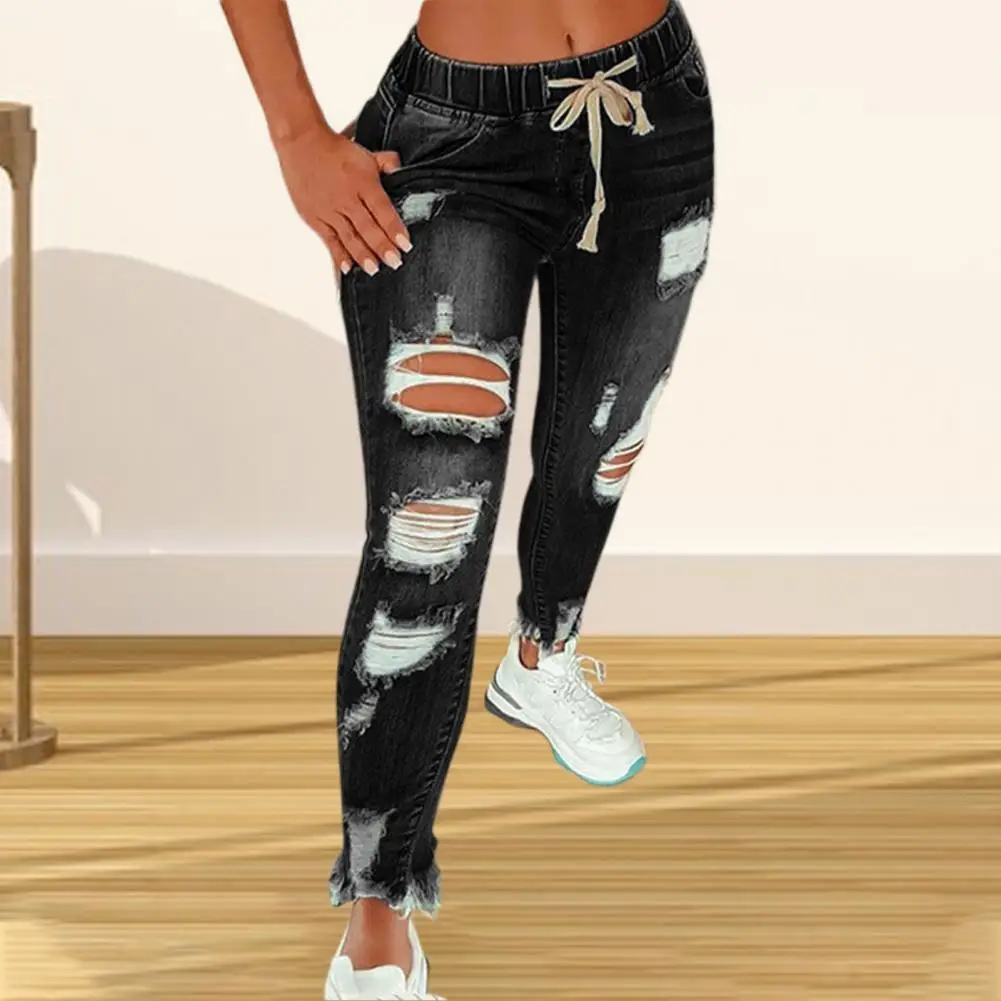 

Casual Denim Pants Bottoms Women Pants Slim Slim-fitting All Match Denim Pants Stretchy