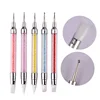 1 PC New Double Way Rhinestone Nail Art Brush Pen Silicone Head Carving Dotting Tool for Women DIY Brush Fashion Dotting Tools 4