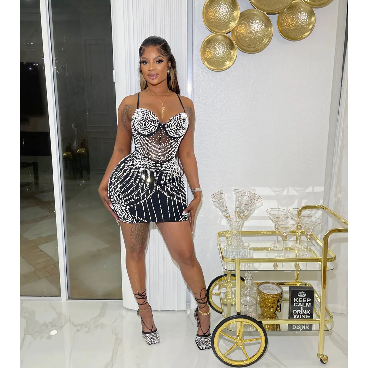 Mini Vestido Vestidos Transparentes Mujer Malla Transparente