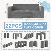 Children's Sofas, 22Pcs Modular Kids Play Couch, Floor Sofa for Children, 1000+DIY Creativing Playroom Furniture for Toddlers 2