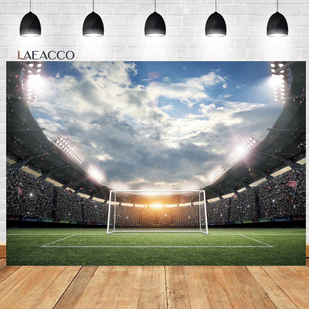 Photo Backdrop photo backdrop Laeacco Boy Football Birthday Soccer Field Grassland Stadium Newborn Portrait Photography Backdrop