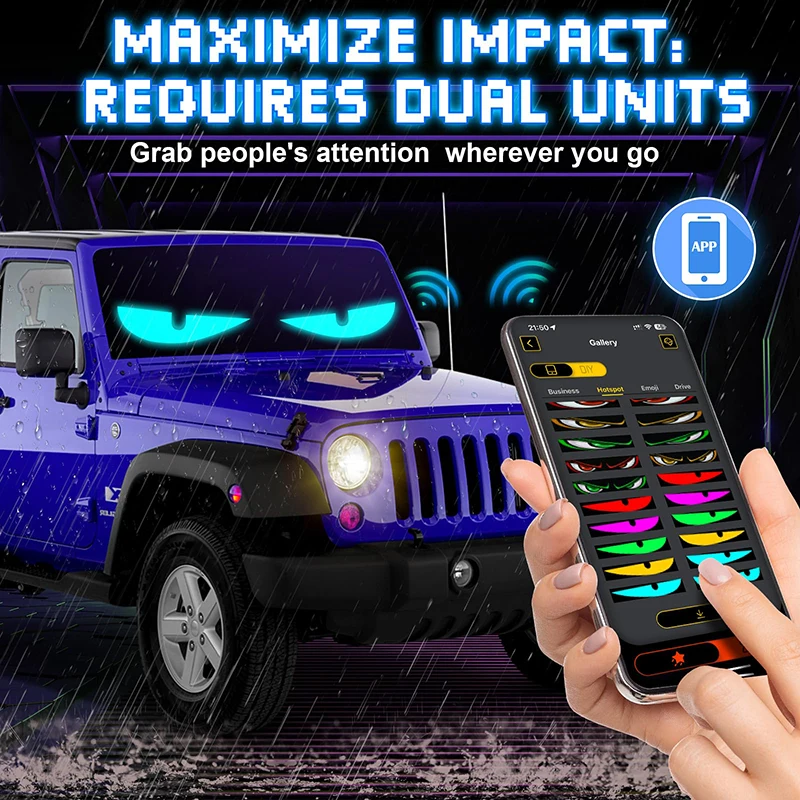 LED Display Demon Eyes Car LED Logo APP LED Matrix Pixel Panel Night Light DIY Programmable Flexible for Car Truck Accessorie